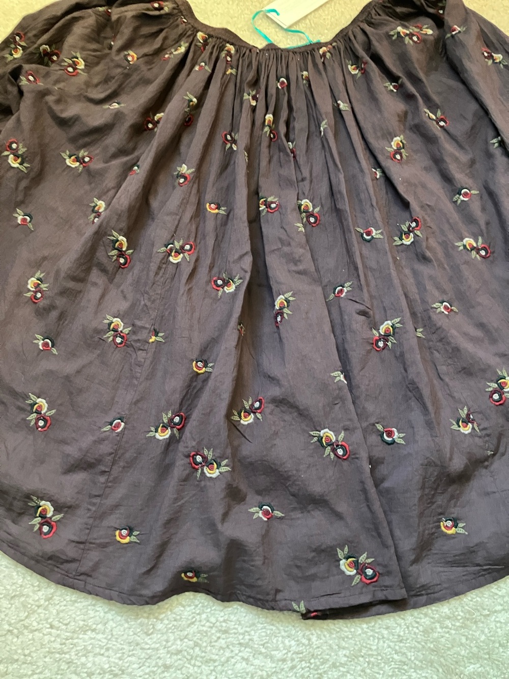 Kyla Seo Women's Brown Embroidered Floral Peasant Blouse - Picture 3 of 9